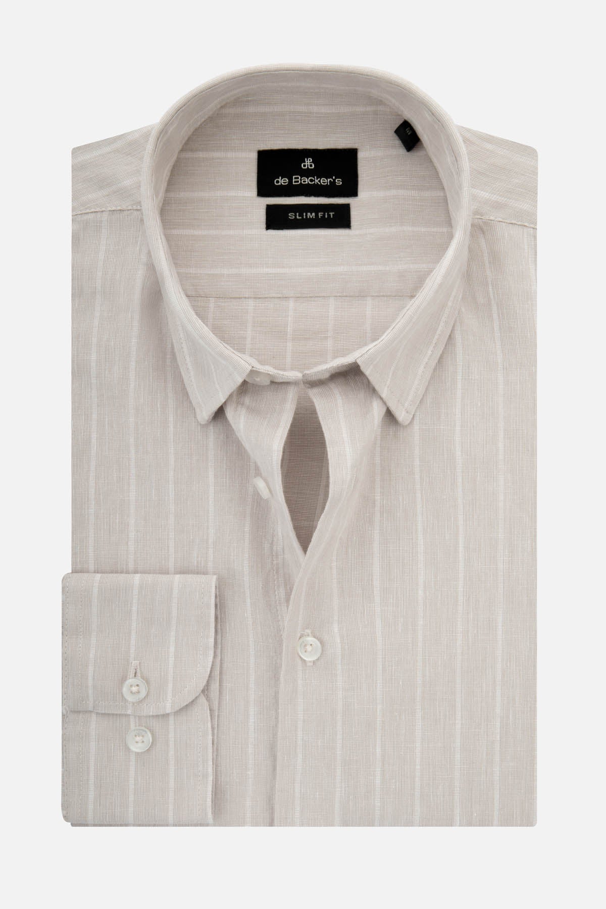 Linen Striped Light Beige & Platinum Casual  Shirt