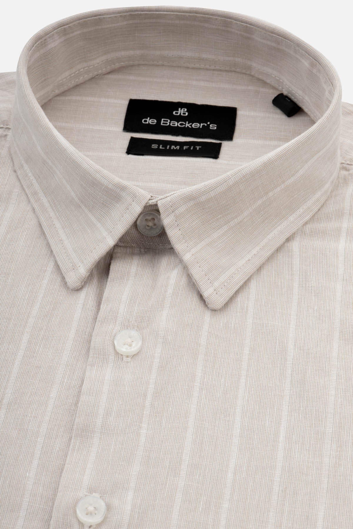 Linen Striped Light Beige & Platinum Casual  Shirt