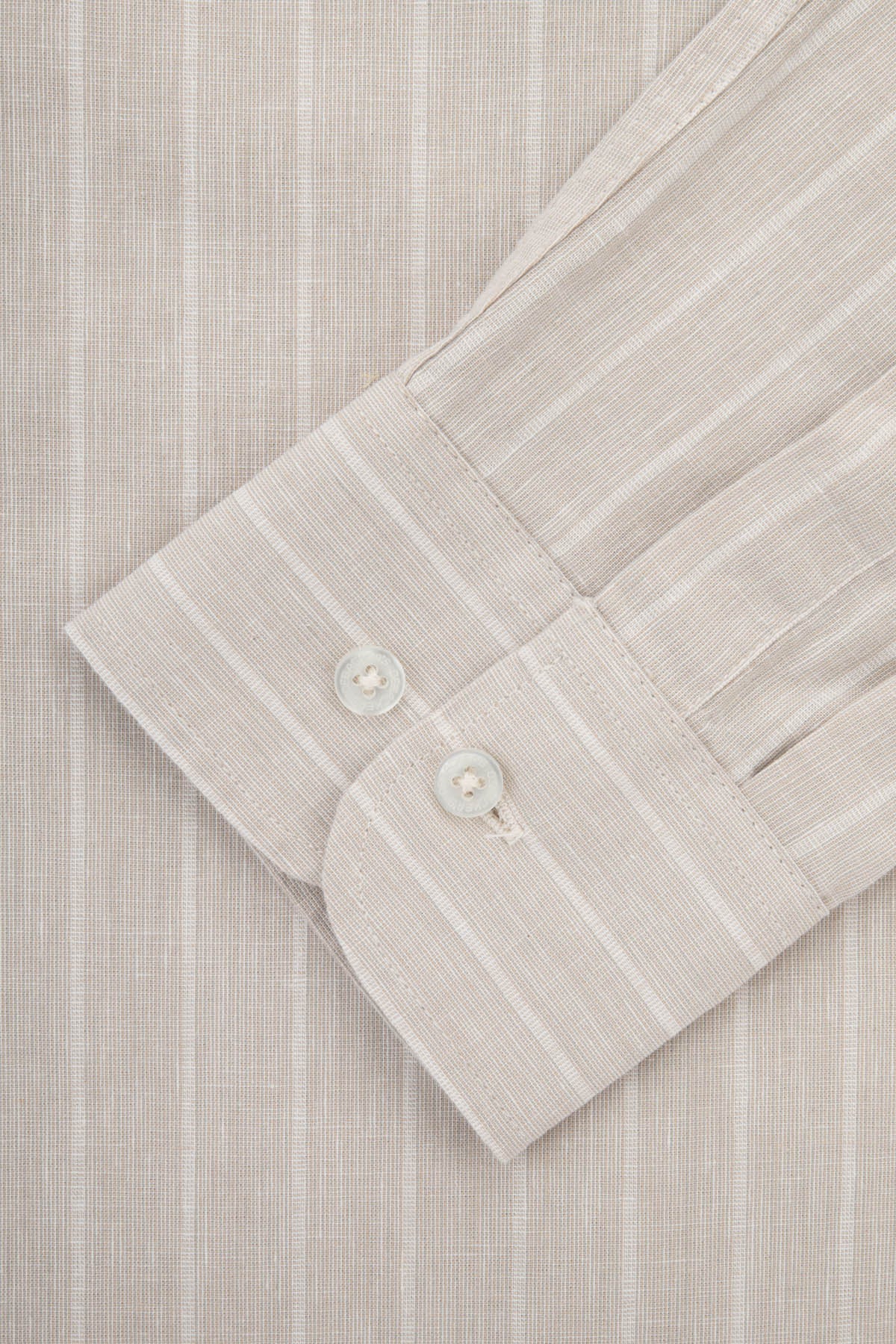 Linen Striped Light Beige & Platinum Casual  Shirt