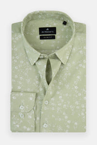 Printed Sage Green Casual Shirt - 1