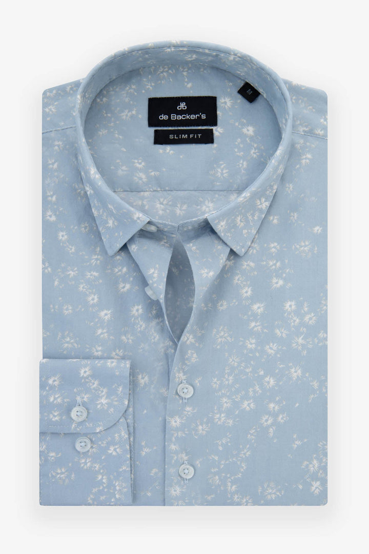 Printed Light Blue Casual Shirt - 1