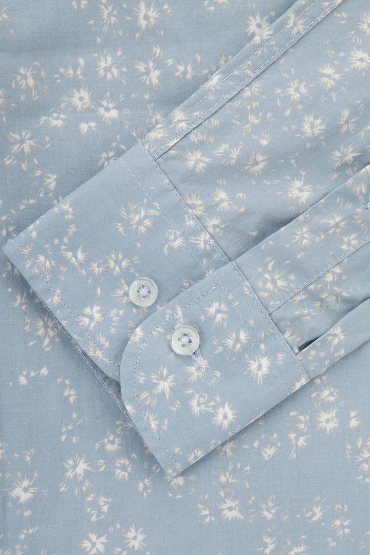 Printed Light Blue Casual Shirt - 3