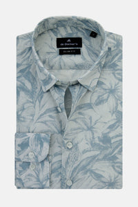 Printed Air Force Blue & Gray Casual Shirt - 1