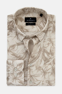 Printed Beige & Beaver Brown Casual Shirt - 1