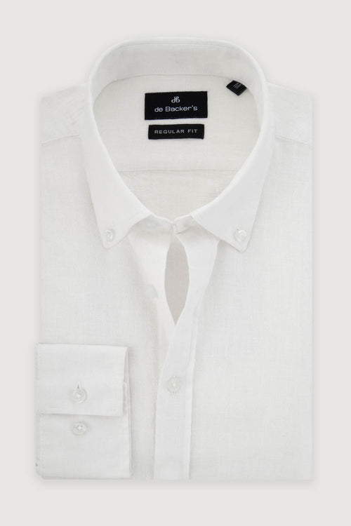 Solid Linen Off-White Casual Shirt - 1