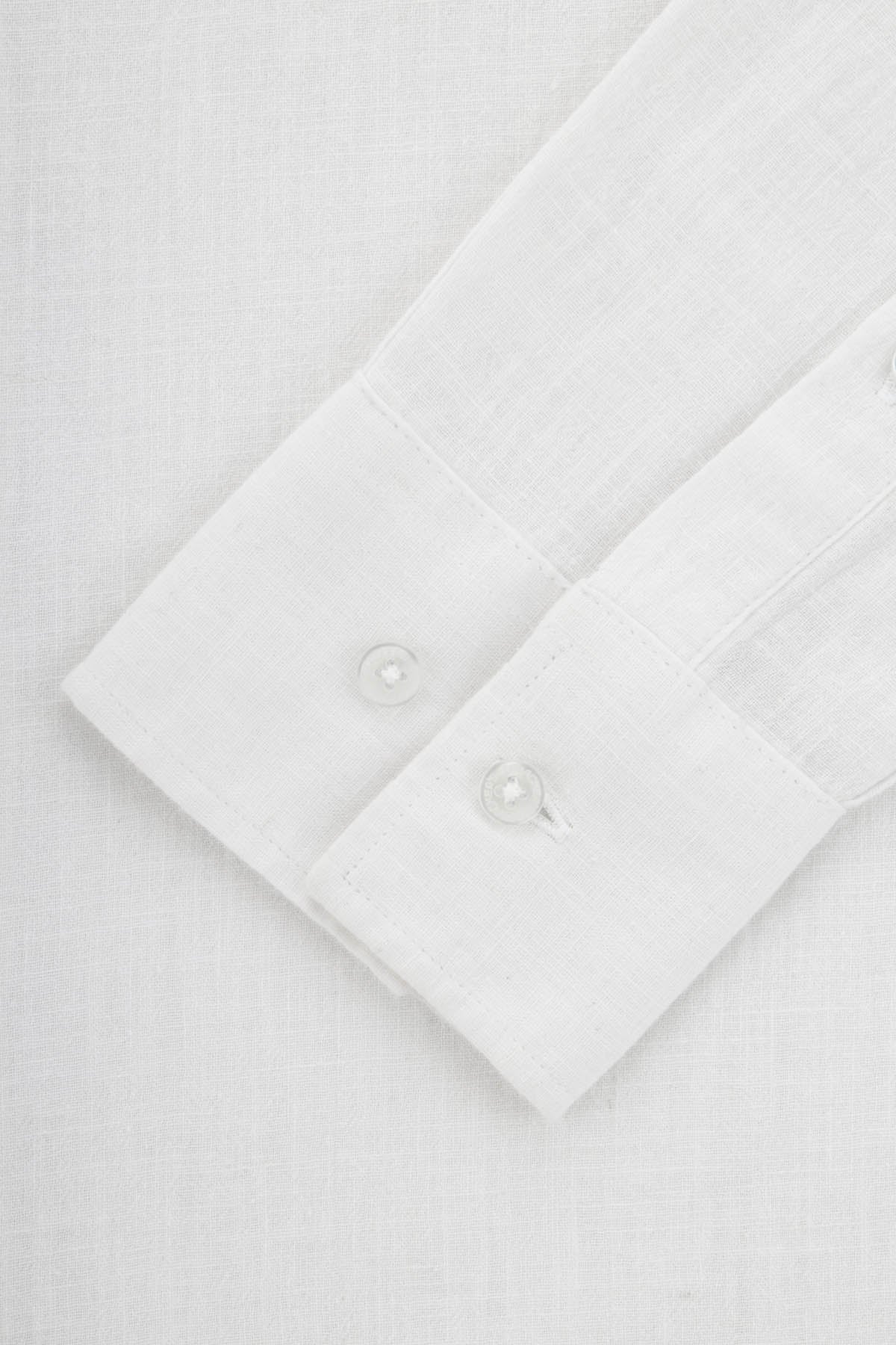 Solid Linen Off-White Casual Shirt