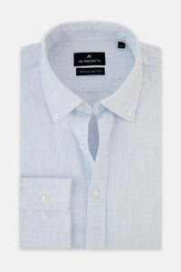 Solid Linen Light Blue Casual Shirt - 1