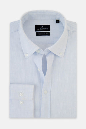 Solid Linen Light Blue Casual Shirt - 1