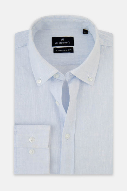 Solid Linen Light Blue Casual Shirt - 1