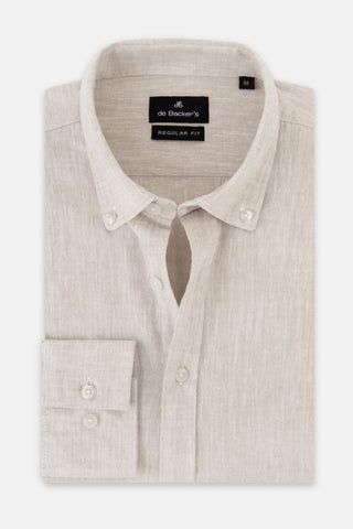 Solid Timberwolf Beige Linen blend Casual Shirt