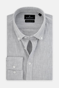 Solid Linen French Gray Casual Shirt - 1