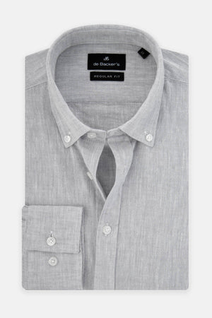 Solid Linen French Gray Casual Shirt - 1