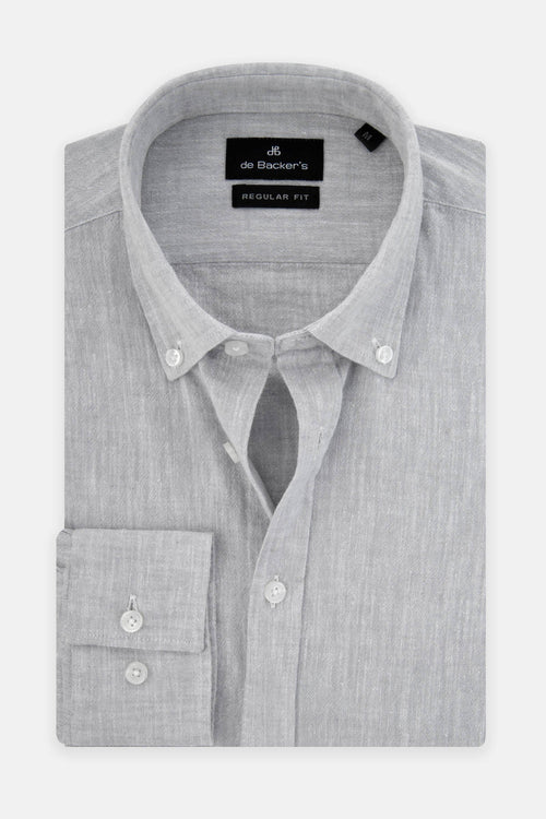 Solid Linen French Gray Casual Shirt - 1