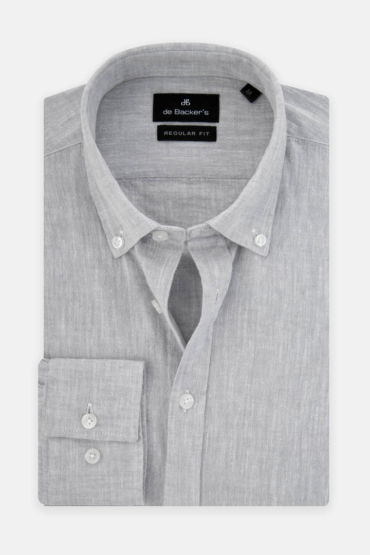 Solid Linen French Gray Casual Shirt - 1