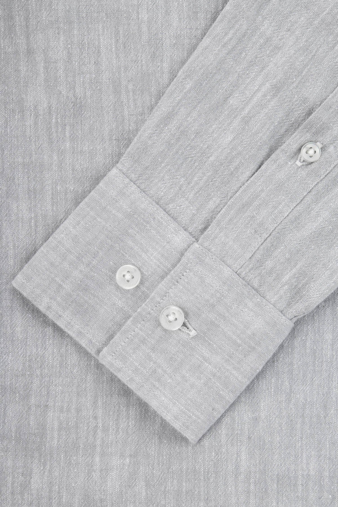 Solid Linen French Gray Casual Shirt - 3