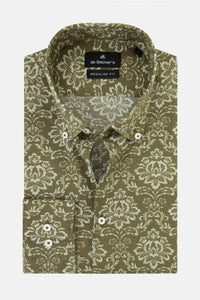 Printed Drab-dark Brown Damask Casual Shirt - 1