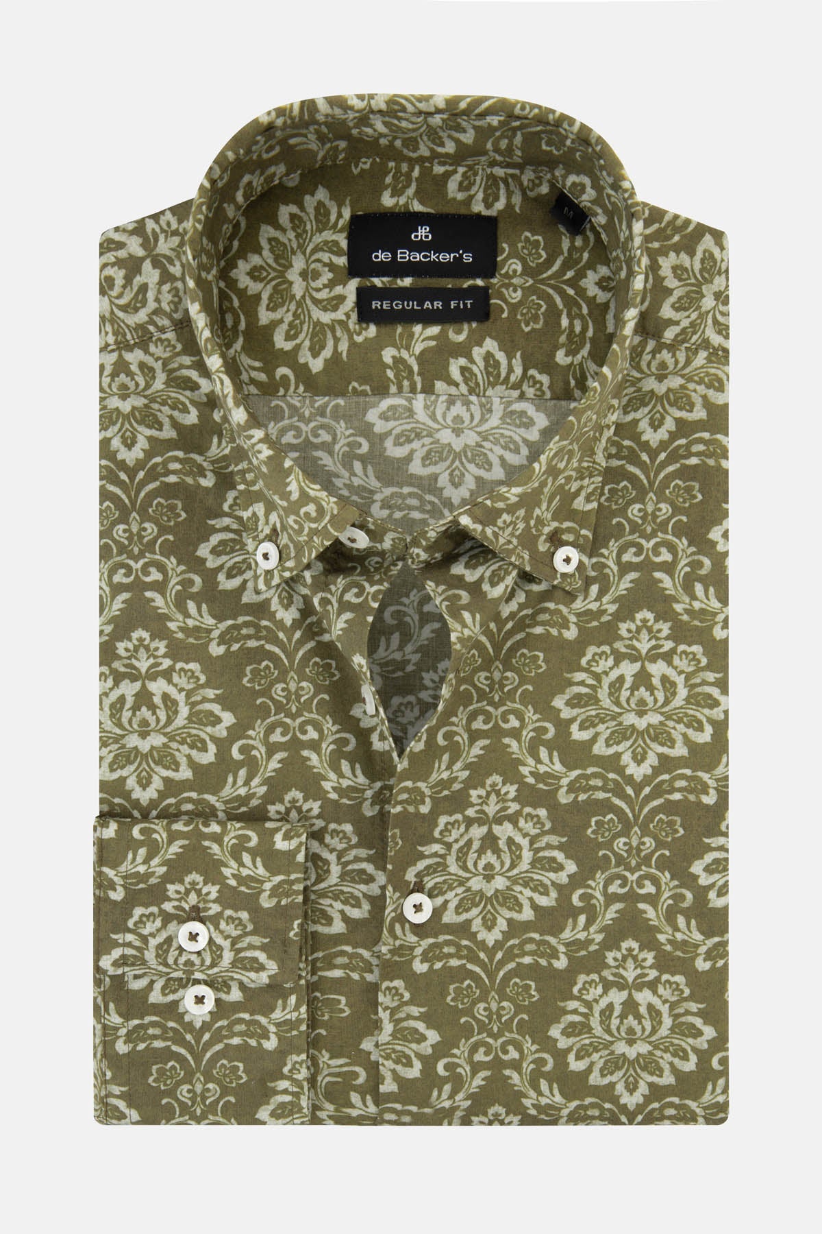 Damask Printed Drab dark Brown Casual Shirt