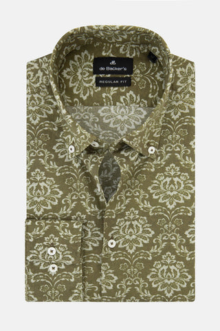 Printed Drab-dark Brown Damask Casual Shirt