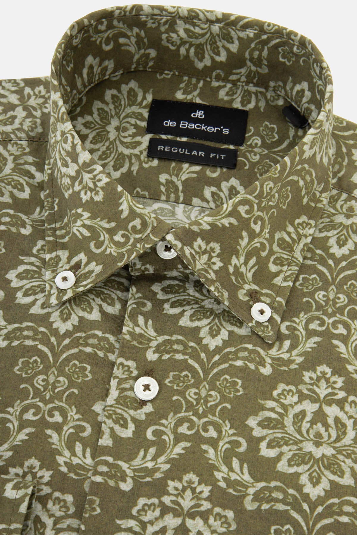 Damask Printed Drab dark Brown Casual Shirt