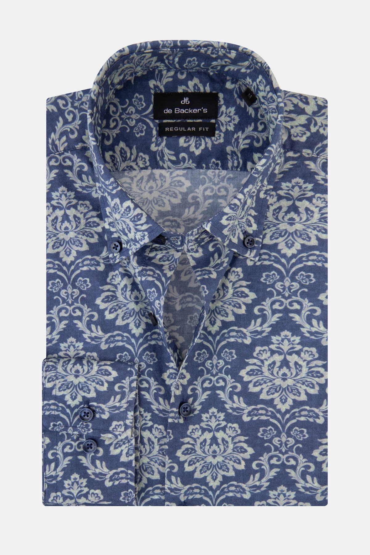 Damask Printed YInMn Blue Casual Shirt