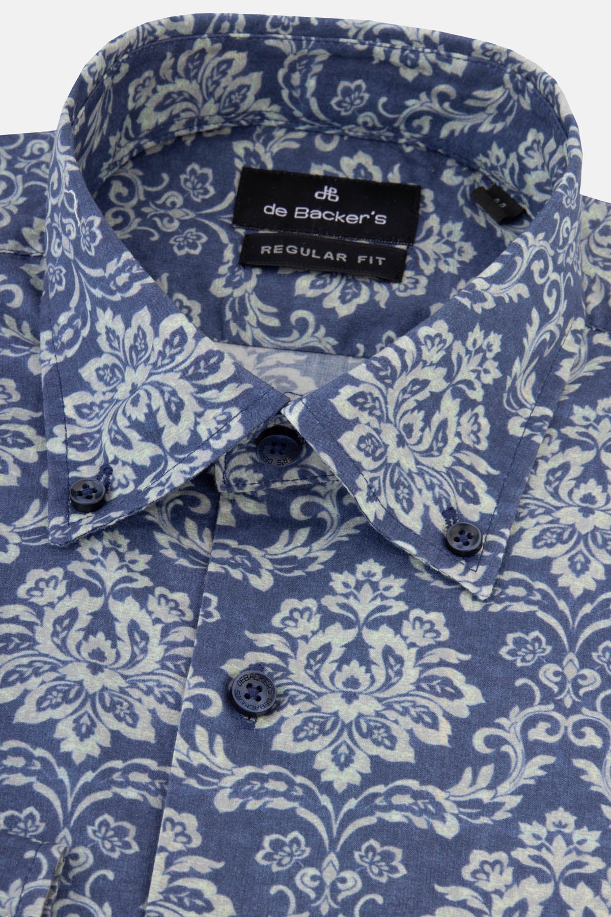 Damask Printed YInMn Blue Casual Shirt