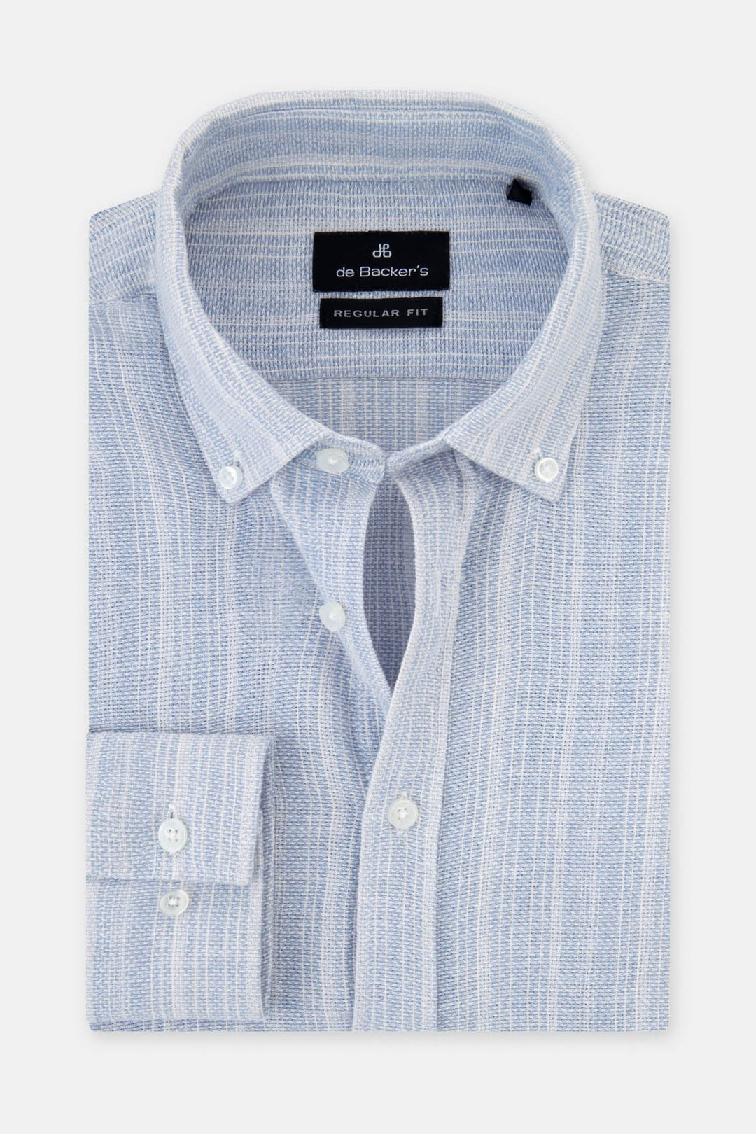 Knitted Striped Light-Blue & White Casual Shirt - 1