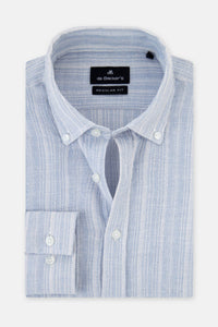 Knitted Striped Light-Blue & White Casual Shirt - 1