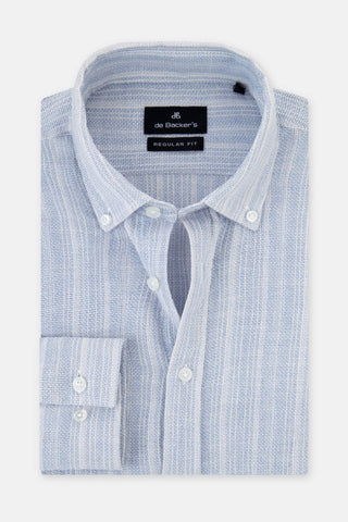 Knitted Striped Light-Blue & White Casual Shirt