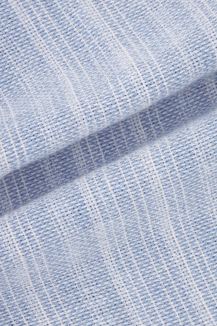 Knitted Striped Light-Blue & White Casual Shirt - 4