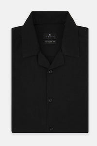 Textured Black Short-Sleeves Shirt - 1