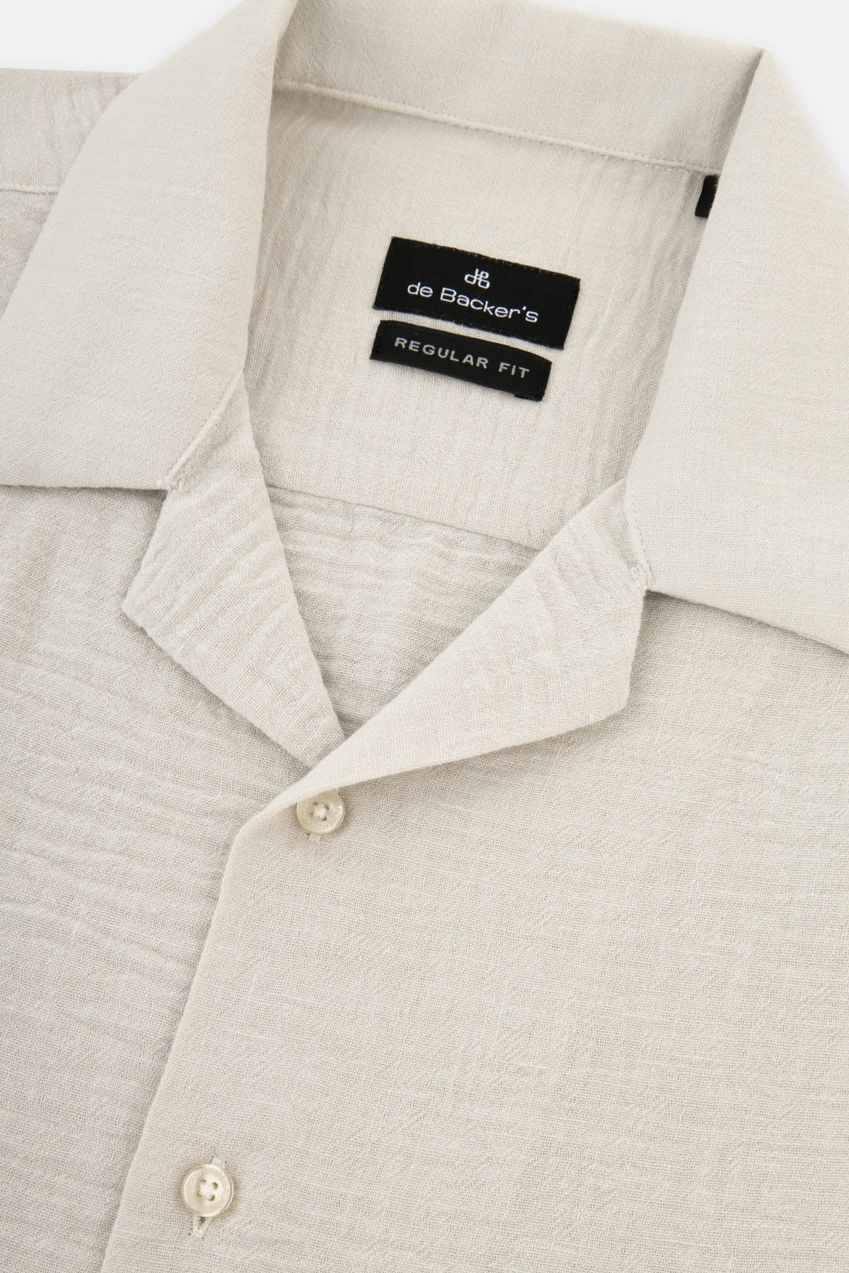 Linen Look Light-Beige Short-Sleeves Shirt