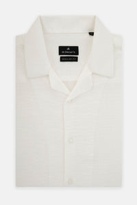 Linen Look Off White Short-Sleeves Shirt - 1