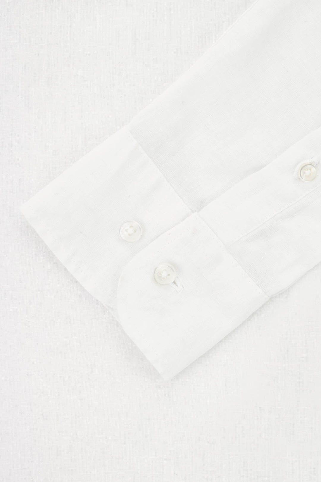 Solid Off-White Linen Casual Shirt - 3