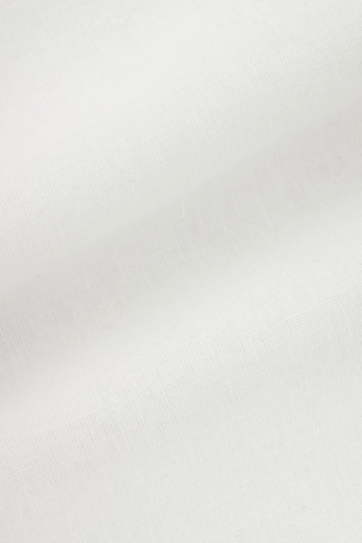 Solid Off-White Linen Casual Shirt - 4