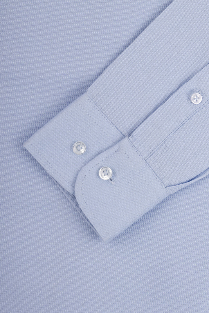 Jacquard Light Blue Casual Shirt - 3