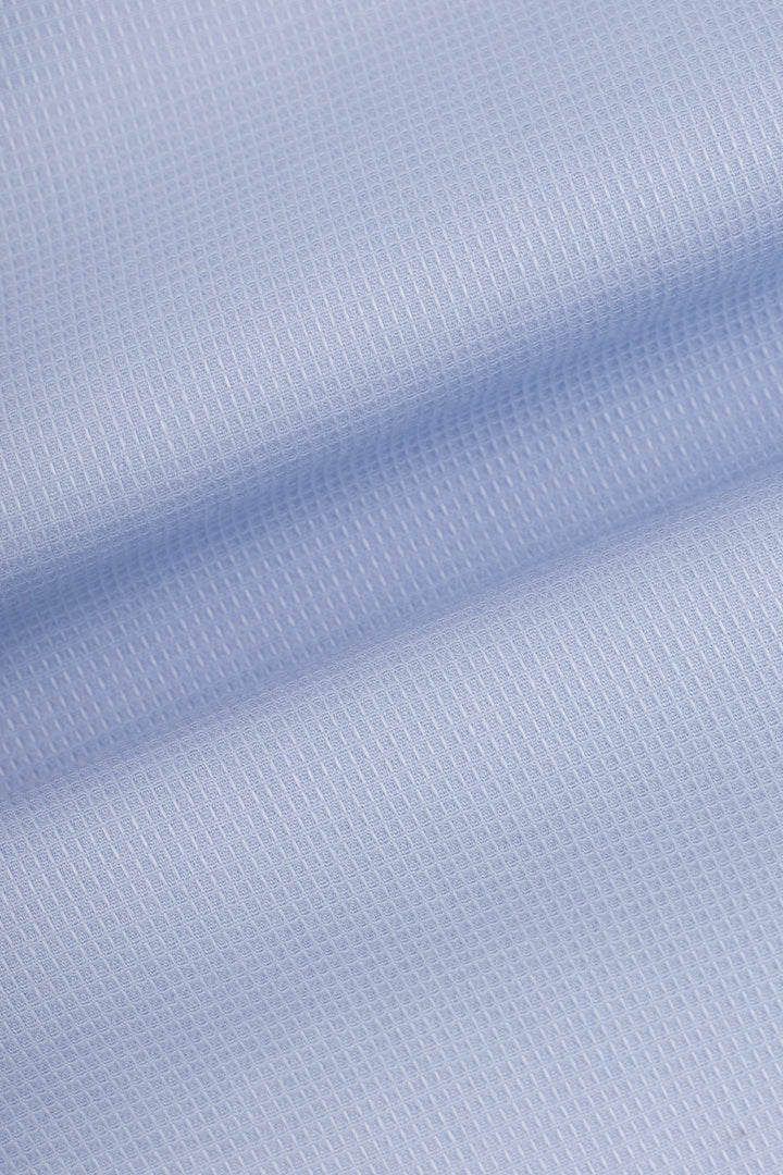 Jacquard Light Blue Casual Shirt - 4