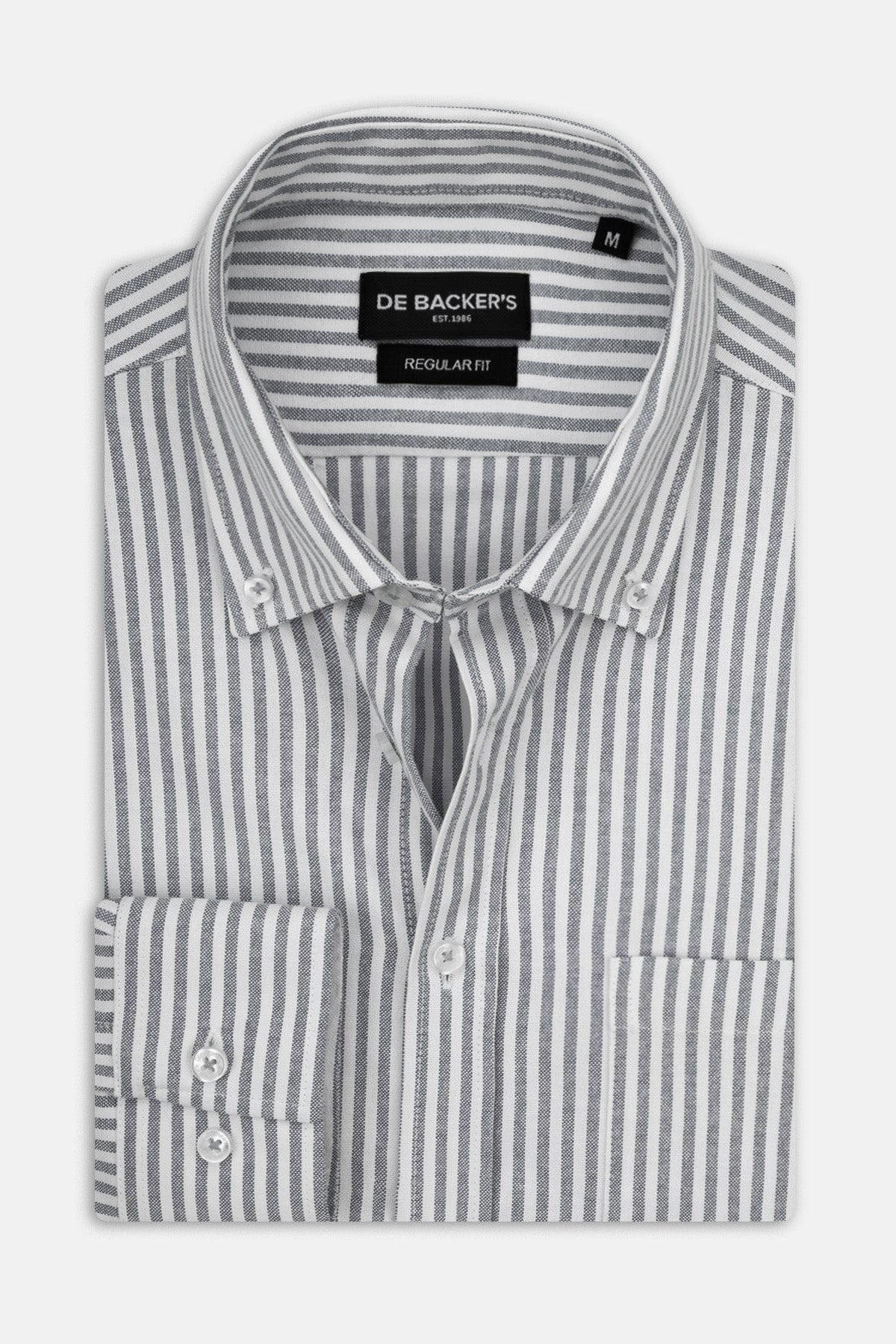 Striped Oxford Black Casual Shirt with Pocket - 1