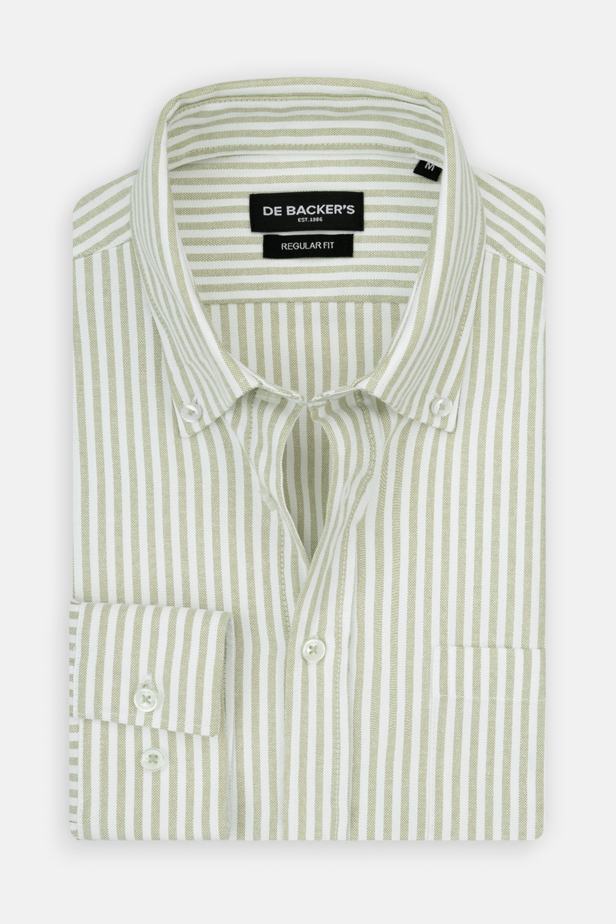 Striped Oxford Pistachio Casual Shirt with Pocket - 1