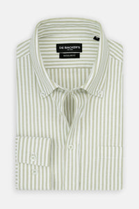 Striped Oxford Pistachio Casual Shirt with Pocket - 1