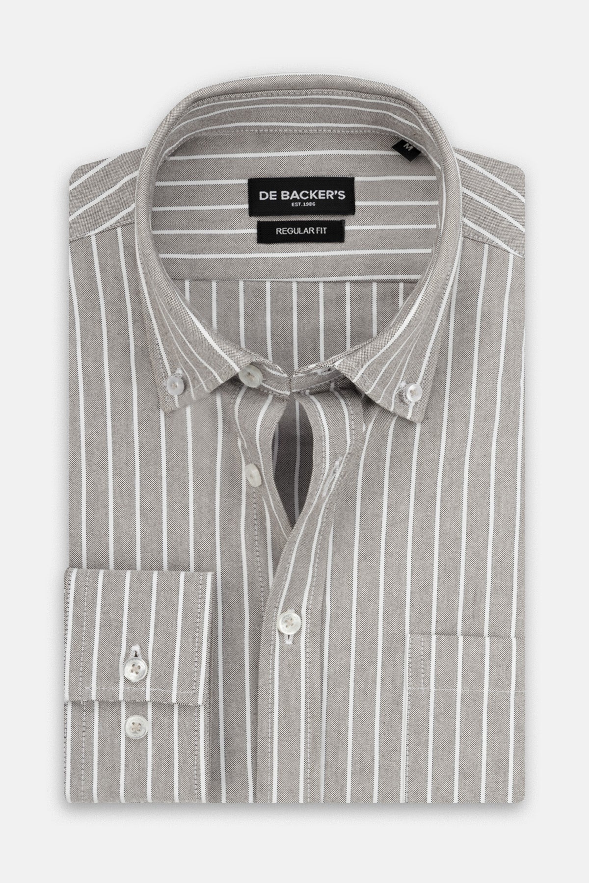 Striped Oxford Silver Casual Shirt with Pocket