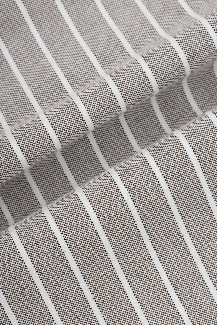 Striped Oxford Silver Casual Shirt with Pocket - 4