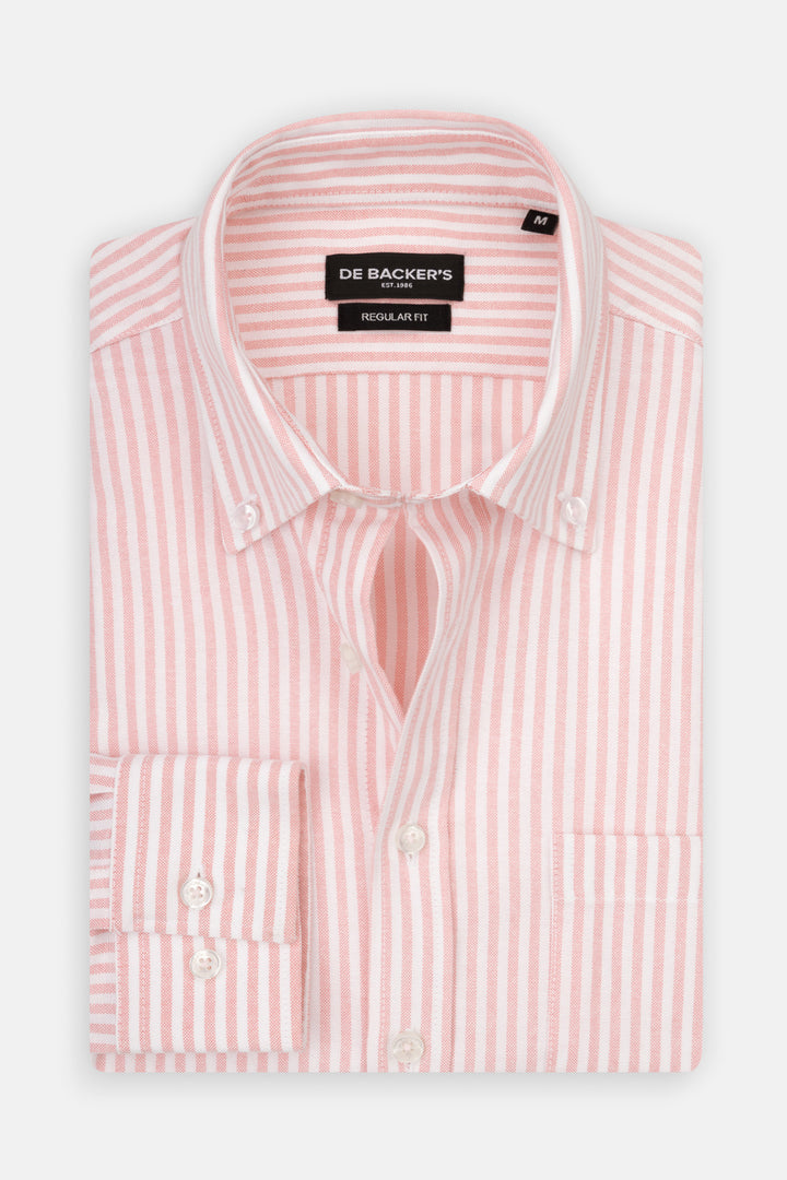 Striped Oxford Light Orange Casual Shirt with Pocket - 1