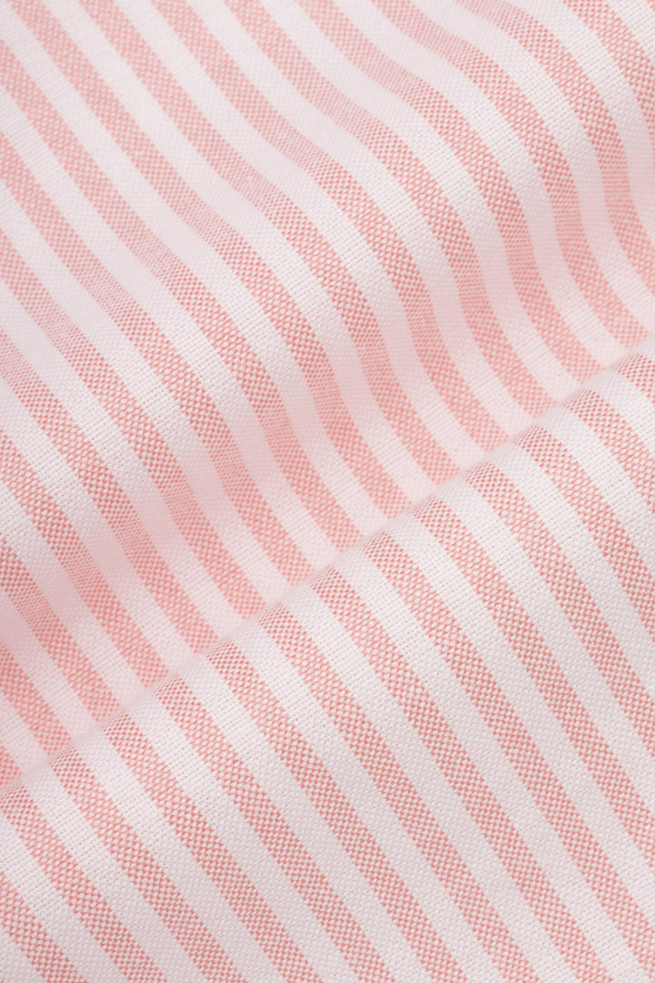 Striped Oxford Light Orange Casual Shirt with Pocket - 5