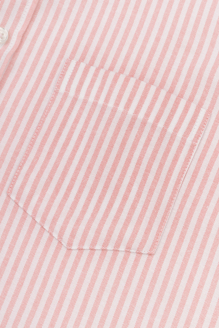 Striped Oxford Light Orange Casual Shirt with Pocket - 3