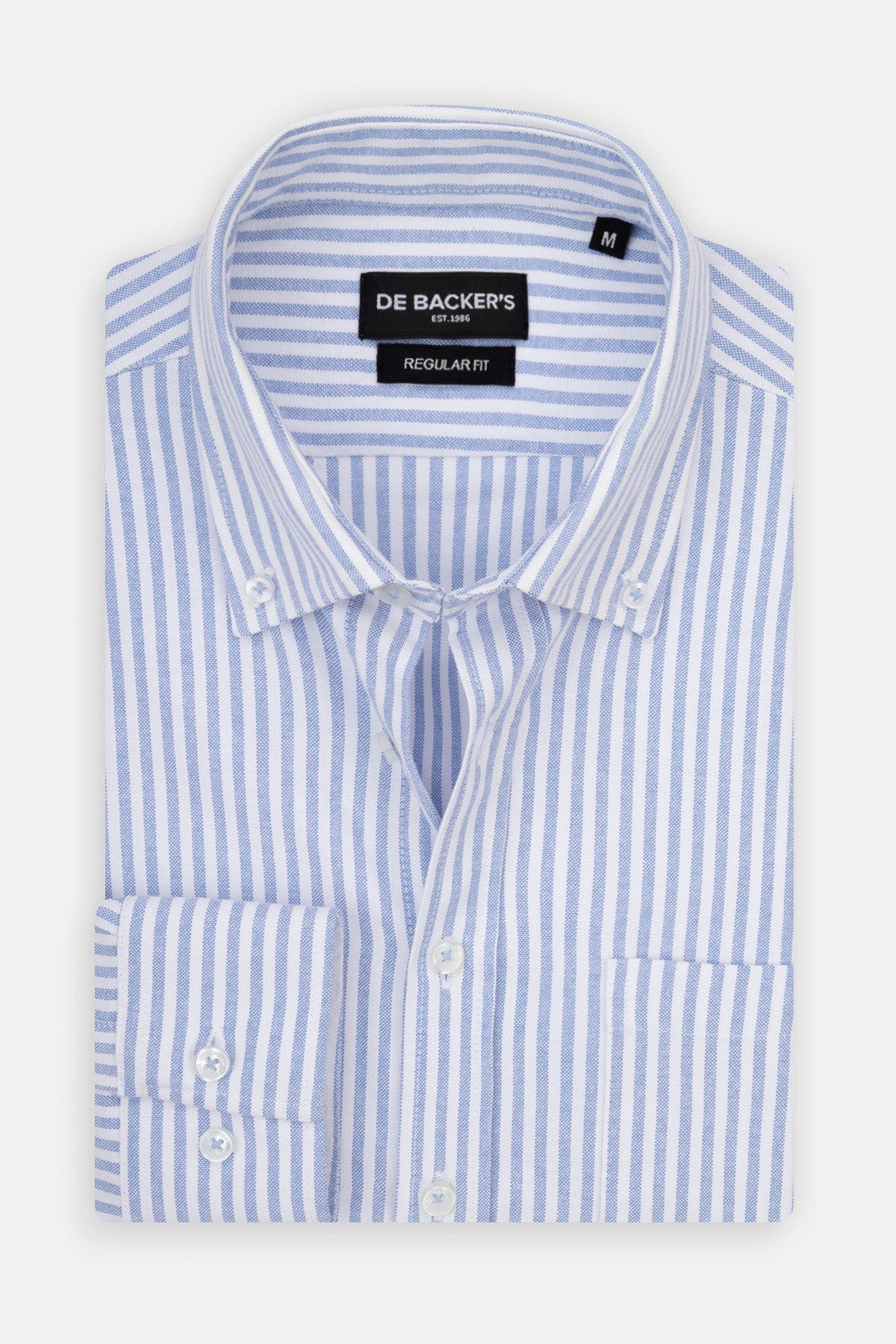 Striped Oxford Light Blue Casual Shirt with Pocket - 1