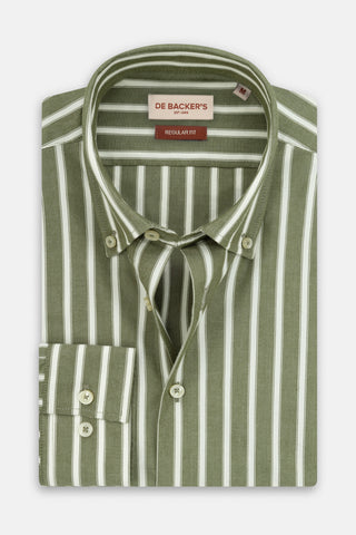 Striped Reseda Green Casual Shirt
