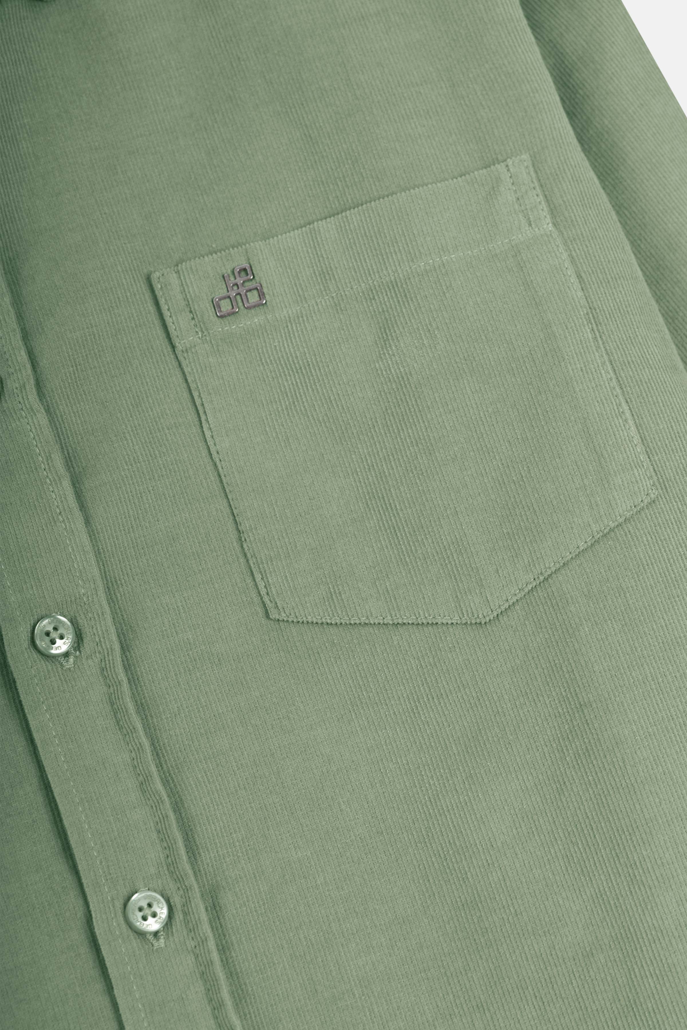 Spanish Green Button-Up Velvet Over-Shirt