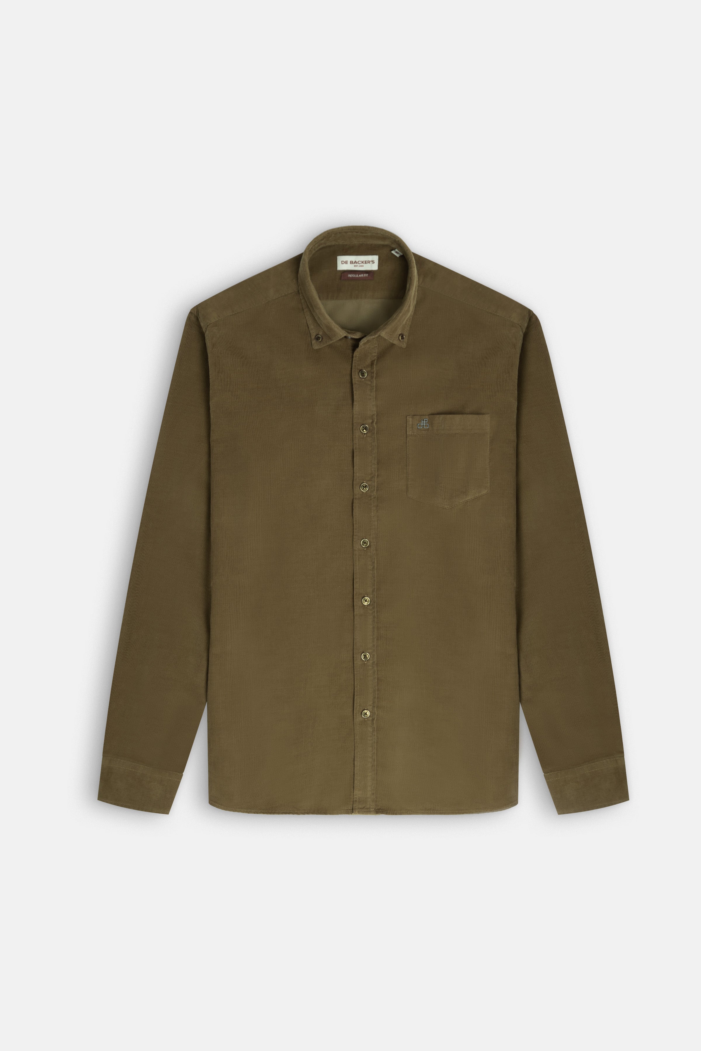 Drab Dark Brown Button-Up Velvet Shirt