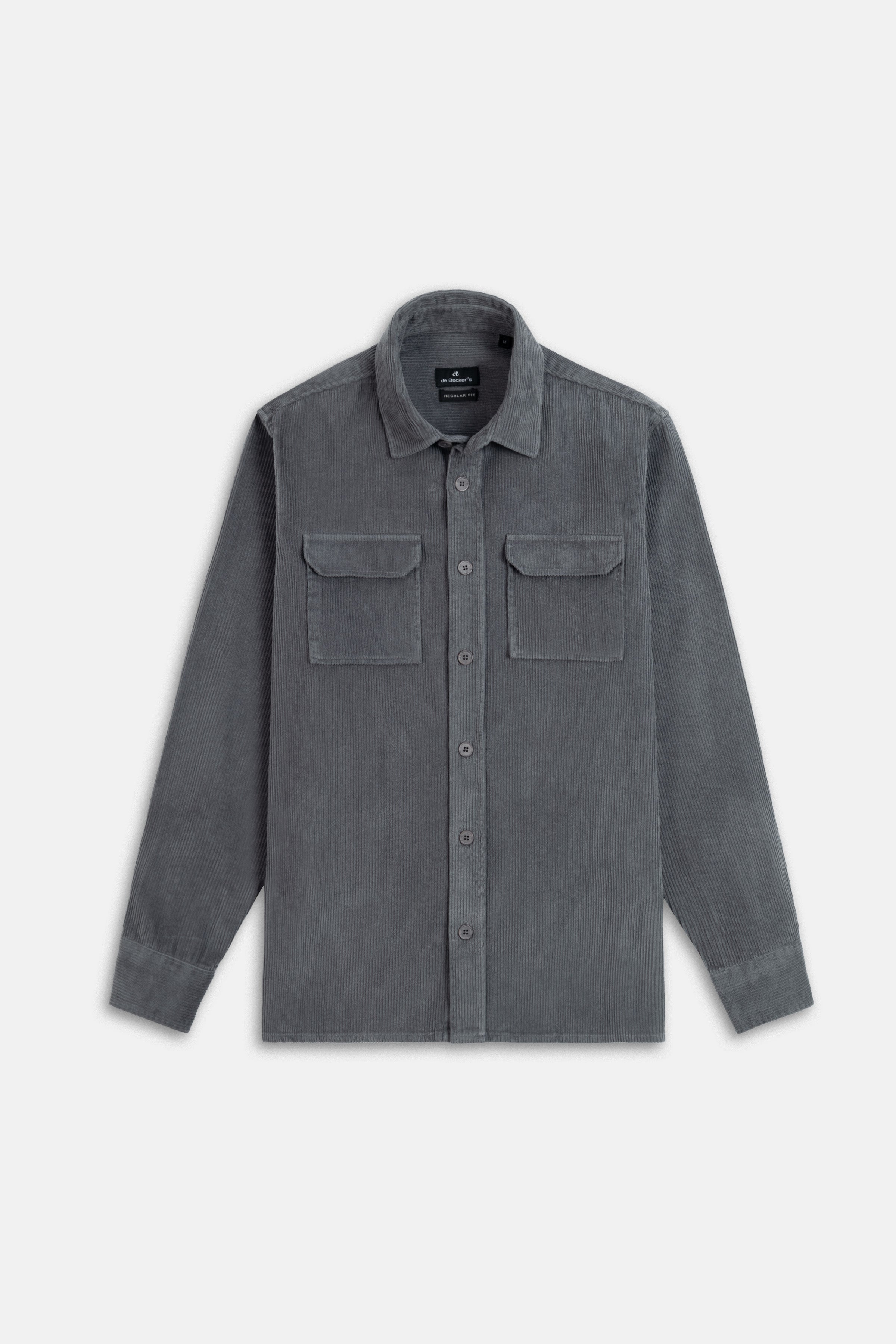 Dark Gray Button-Up Lumberjack Velvet Over-Shirt