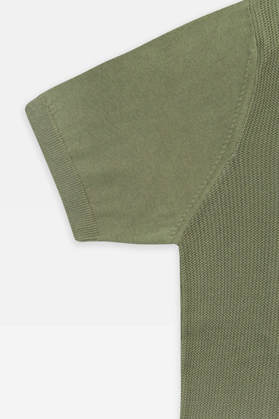 Jacquard Knitted Moss Green polo